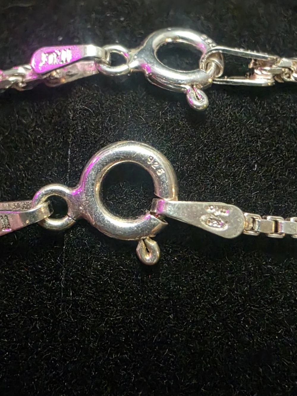 .925 Sterling Silver Rope & Box Chain Bracelets 7.5in Unisex